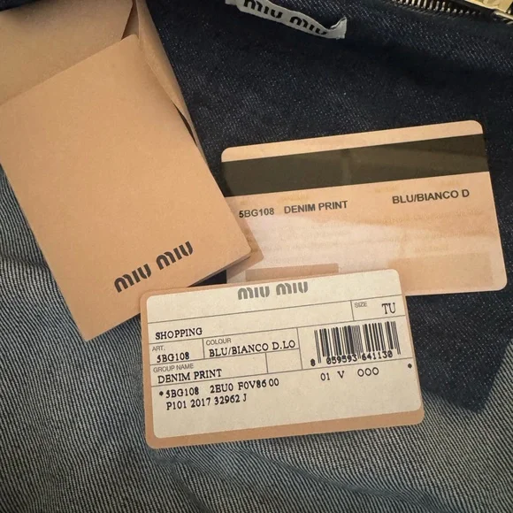 Miu Miu Denim and White Logo Tote Bag - Picture 8 of 8